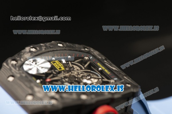 Richard Mille RM35-02 Carbon Fiber With Miyota 9015 Movement 1:1 Clone Blue Rubber - Click Image to Close